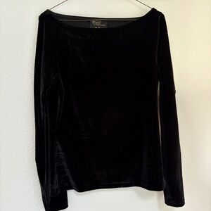 Ralph Lauren, Black Velvet Long Sleeve, Women's Medium